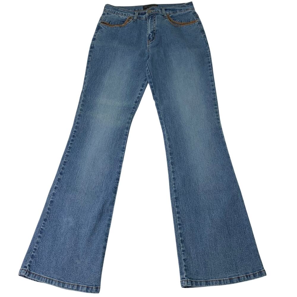 Adolfo Womens Size 6 Split Leg Boot Cut Flared Light Wash Cowgirl Denim Jeans